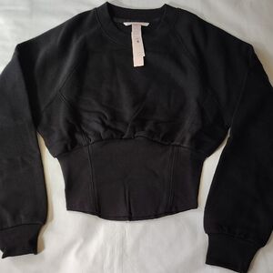 Victoria's Secret Black Cropped Sweatshirt Small Size NWT